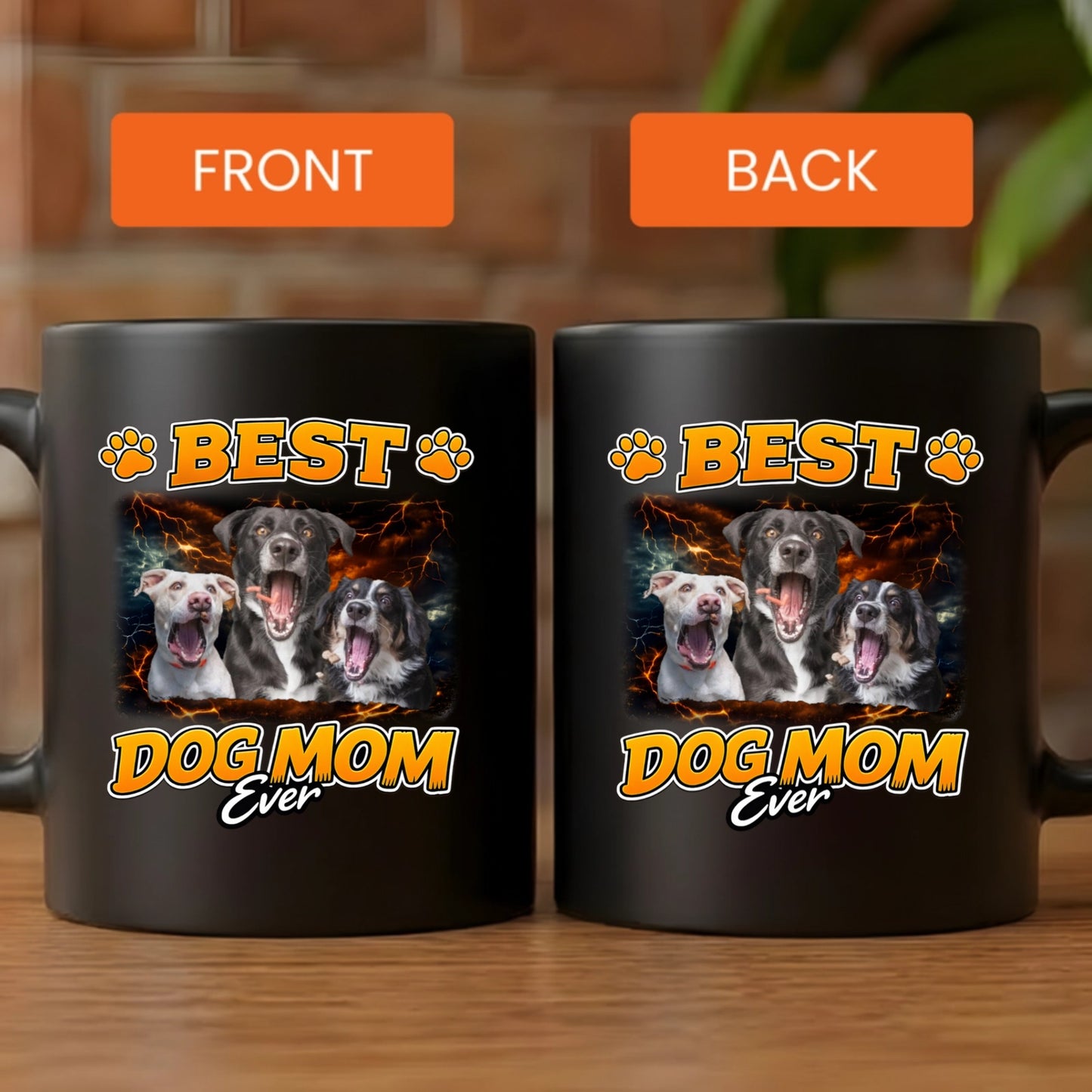 Best Dog Mom Ever Personalized Double Sided Black Mug With Custom Pet Photo Gift