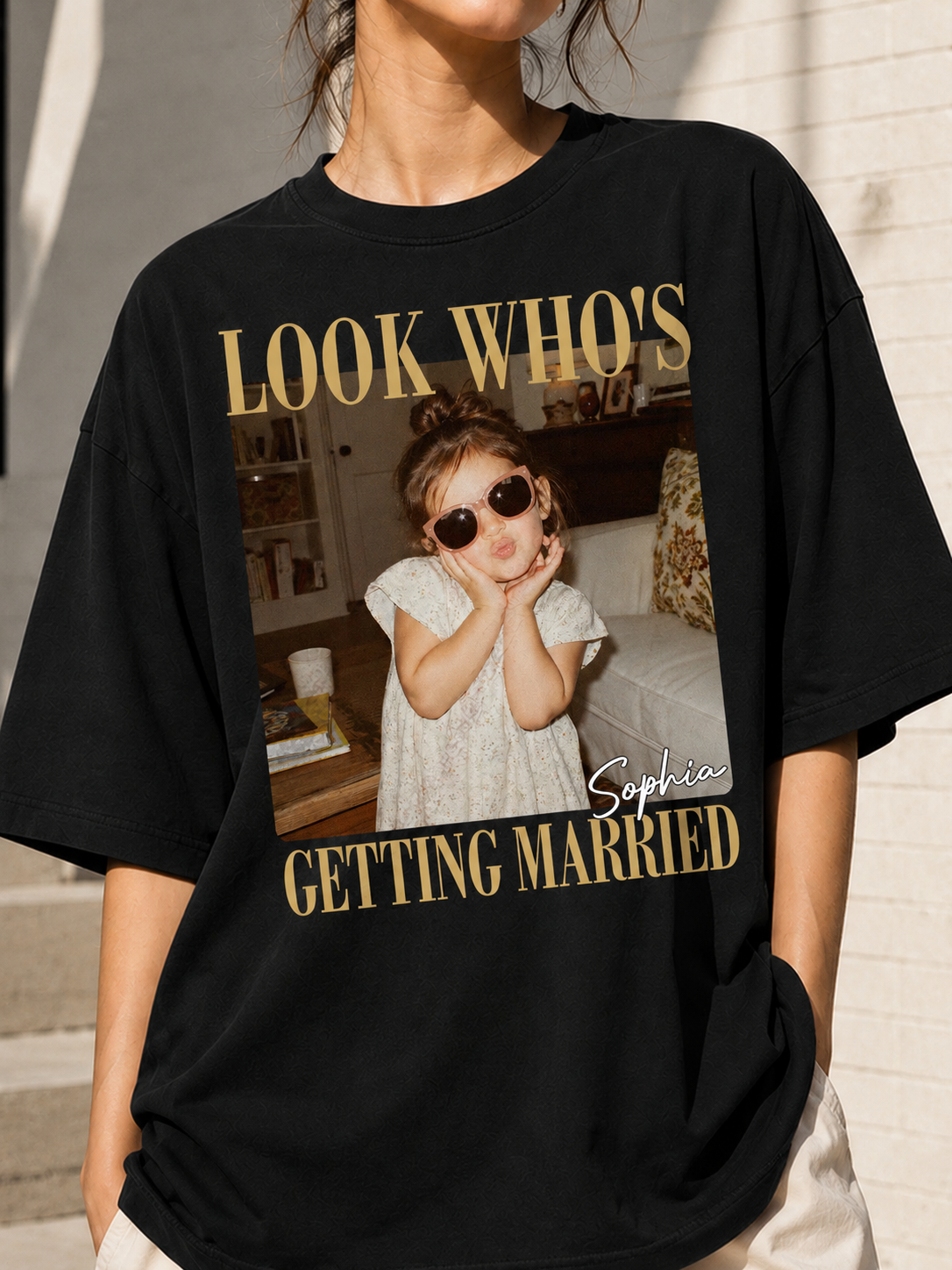 Look Who's Getting Married Shirt, Personalized Bride Photo & Name Tee, Custom Wedding Shirt, Bridal Shower Gift, Bachelorette Party Shirt