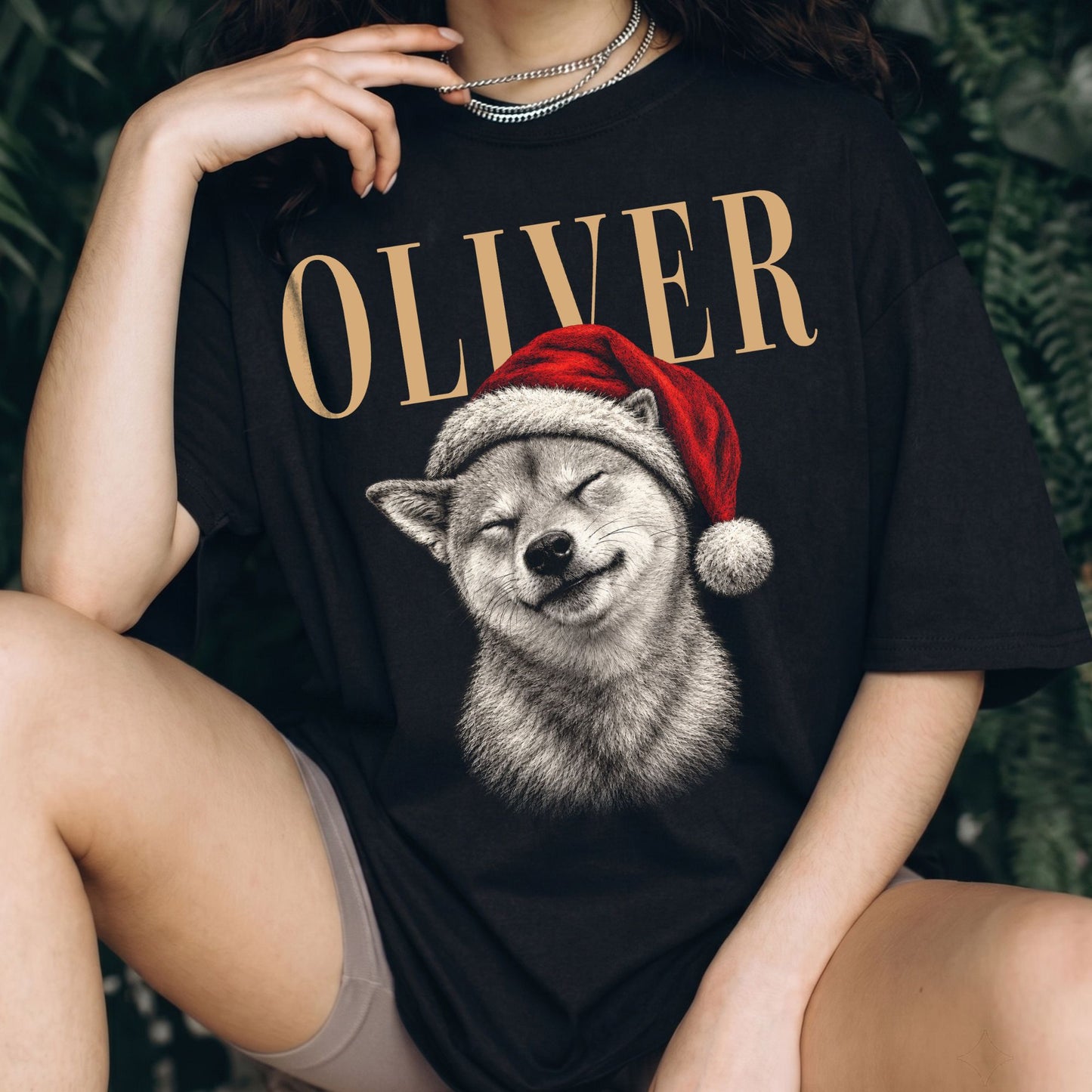 Custom Pet Photo Christmas Shirt, Personalized Pet Name & Portrait Comfort Tee, Vintage Dog Shirt, Dog Mom Christmas Gift, Pet Lover Gift