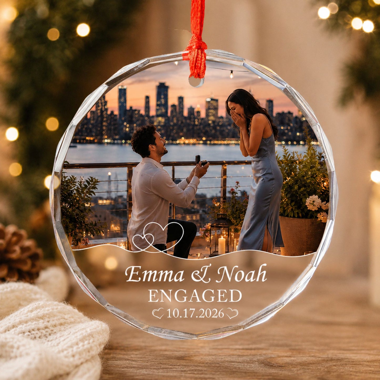 Personalized Engagement Photo Ornament, Custom Couple Picture Ornament, Engaged Christmas Keepsake, Proposal Gift for Couple, Future Mr & Mrs Gift