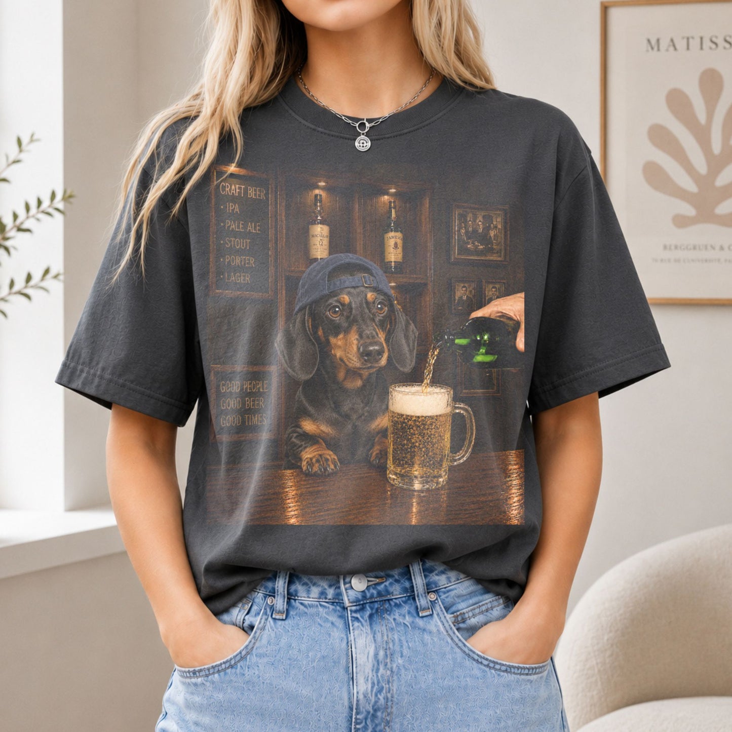 Custom Dog Beer Shirt, Personalized Pet Photo Bar T-Shirt, Funny Dog Drinking Beer Graphic Tee, Custom Pet Portrait Gift for Dog Mom Dad