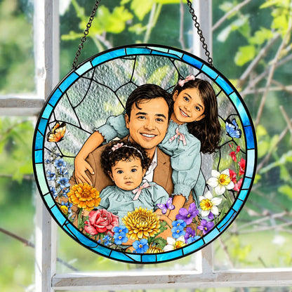 Stained Glass Custom Grandma Portrait Suncatcher, Personalized Window Hanging from Photo, Mother's Day Gift for Mom, Family Memory Art