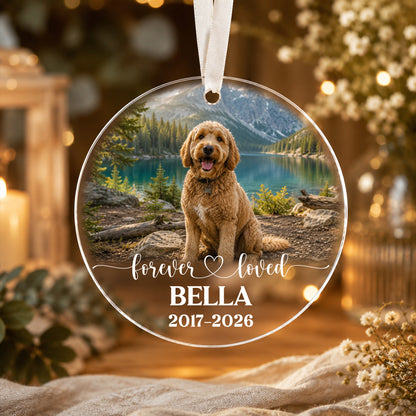 Personalized Pet Memorial Photo Ornament, Custom 2-Sided Printed Dog Memorial Ornament, Pet Loss Sympathy Gift, Forever Loved Pet Keepsake, Christmas Gift