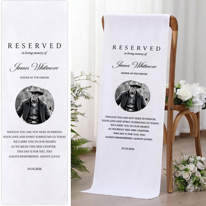 Memorial Wedding Chair Sign, Reserved Banner for Loved Ones, In Loving Memory Sign, Ceremony Tribute, Wedding Aisle Decor, Rustic Accent