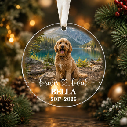 Personalized Pet Memorial Photo Ornament, Custom 2-Sided Printed Dog Memorial Ornament, Pet Loss Sympathy Gift, Forever Loved Pet Keepsake, Christmas Gift