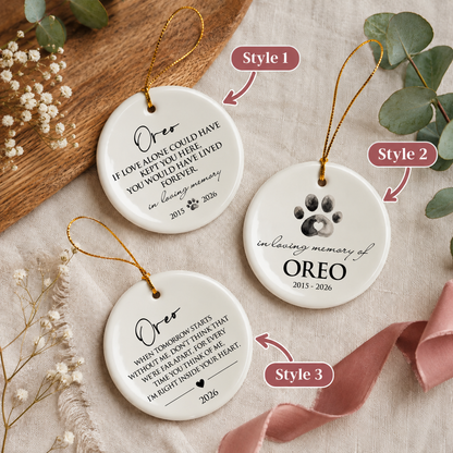 Personalized Pet Memorial Ornament, Custom Pet Portrait Ornament, 2 Sides Printed Dog Memorial Gift, Pet Loss Gift, Remembrance Keepsake