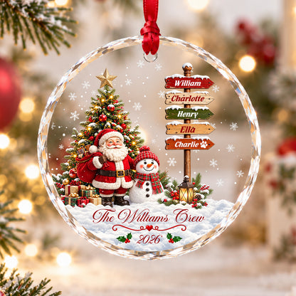 Personalized Family Christmas Ornament 2026 – Custom Names Santa & Snowman Christmas Tree Decoration, Family Keepsake Gift