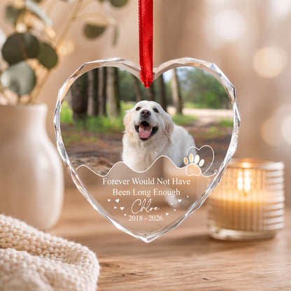 Personalized Pet Memorial Crystal Ornament, 2 Sides Printed Custom Dog Photo Glass Ornament, Pet Loss Gift, Dog Remembrance Keepsake
