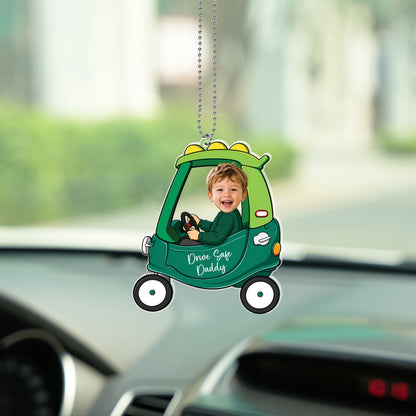 Personalized 1-4 Kids Photo Car Hanger, Drive Safe Daddy Car Ornament, Custom Baby Photo Acrylic Charm, Daddy Gift, Gift for Husband