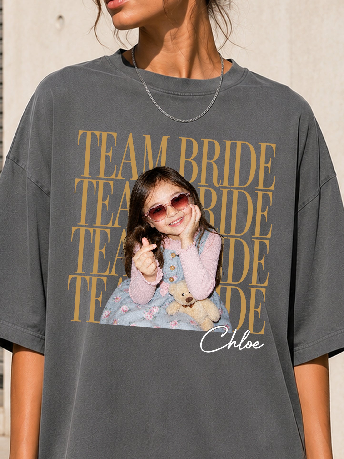 Custom Team Bride Shirt with Personalized Childhood Photo, Bachelorette Party Tee, Bride Squad Gift, Bridal Shower Shirt, Funny Bridesmaid Keepsake