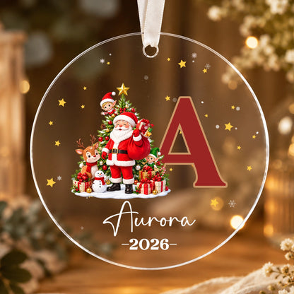 Personalized Kids Christmas Ornament, Custom Name & Monogram Glass Ornament, Santa Elf Reindeer Snowman Keepsake, Christmas Gift for Kids
