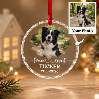 Personalized Pet Memorial Photo Ornament, Custom Dog Memorial Ornament, Pet Loss Sympathy Gift, Forever Loved Pet Keepsake, Christmas Gift