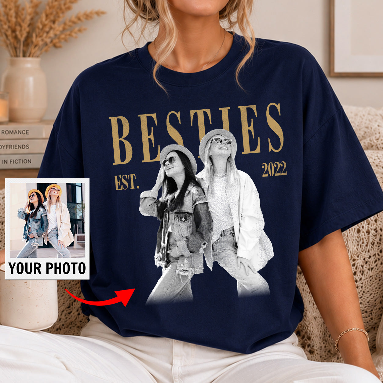 Personalized Besties Shirt Custom Photo BFF Gift - Friendship Birthday Matching Tee