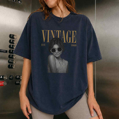 Personalized custom photo vintage aesthetic comfort tee with customizable established year high quality
