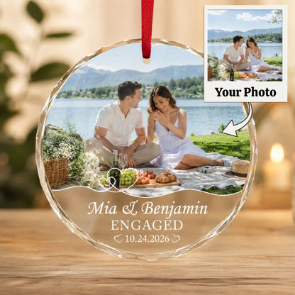 Personalized Engagement Photo Ornament, Custom Couple Picture Ornament, Engaged Christmas Keepsake, Proposal Gift for Couple, Future Mr & Mrs Gift