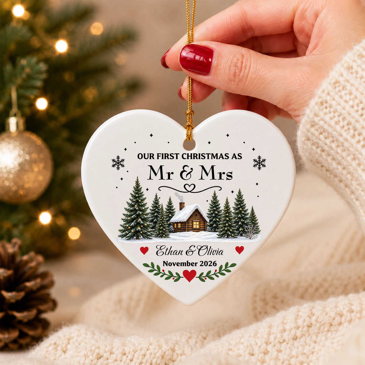 Personalized First Christmas Married Ornament, Custom Mr & Mrs Christmas Ornament, Newlywed Couple Keepsake, Wedding Gift for Husband Wife