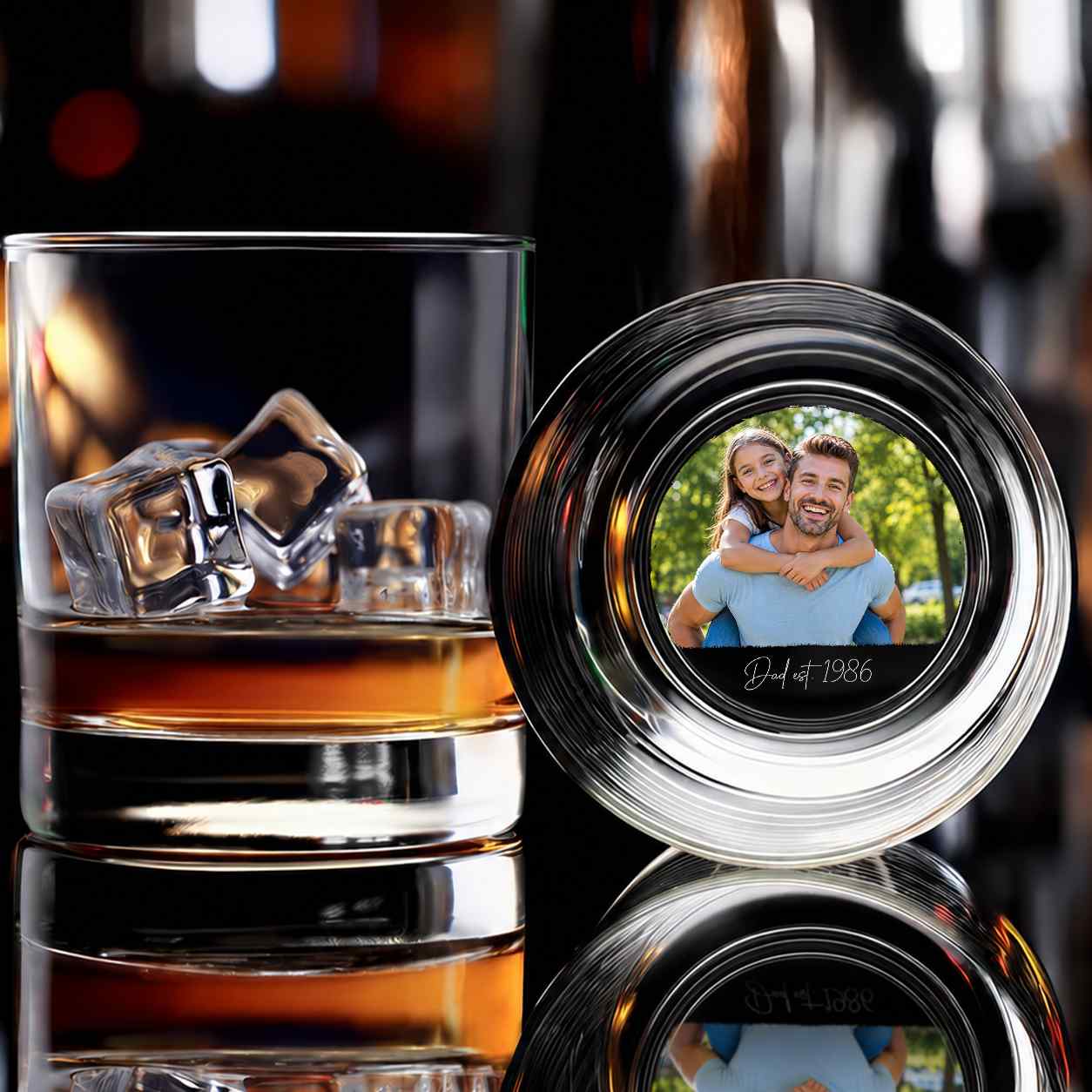 Custom photo dad est whiskey glass personalized portrait gift for grandpa and new dad