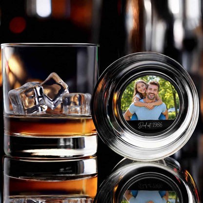 Custom photo dad est whiskey glass personalized portrait gift for grandpa and new dad