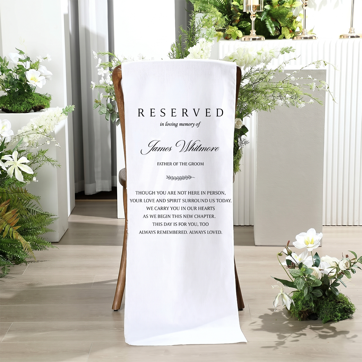 Memorial Wedding Chair Sign, Reserved Banner for Loved Ones, In Loving Memory Sign, Ceremony Tribute, Wedding Aisle Decor, Rustic Accent