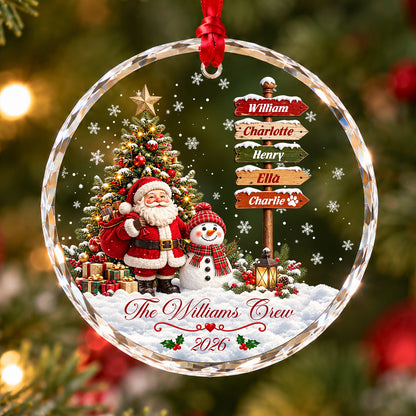 Personalized Family Christmas Ornament 2026 – Custom Names Santa & Snowman Christmas Tree Decoration, Family Keepsake Gift