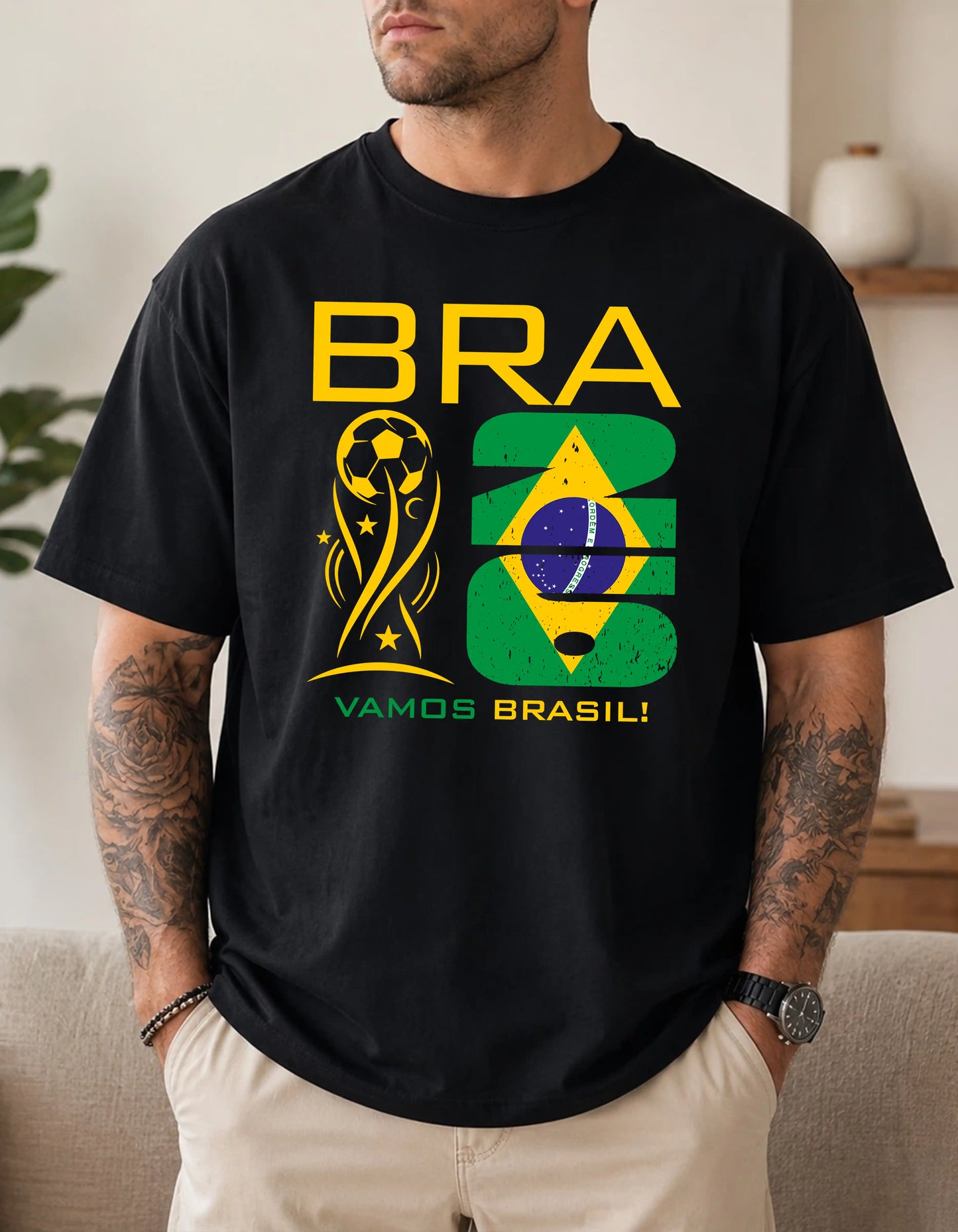 Brasil world cup 2026 custom text comfort colors football shirt for fans