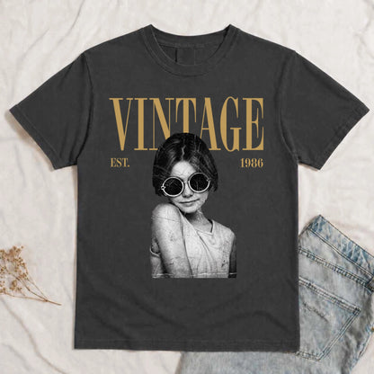 Personalized custom photo vintage aesthetic comfort tee with customizable established year high quality