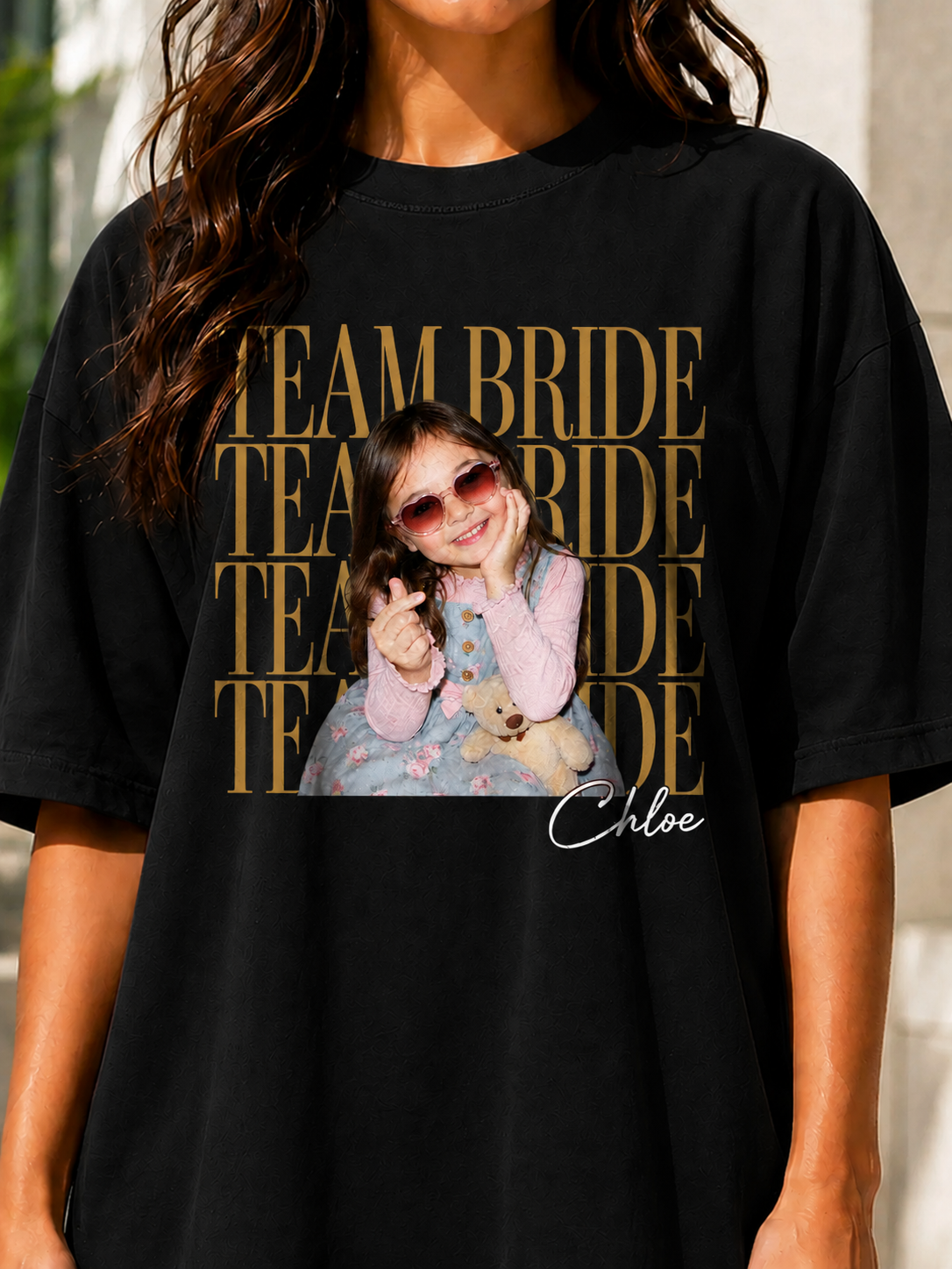 Custom Team Bride Shirt with Personalized Childhood Photo, Bachelorette Party Tee, Bride Squad Gift, Bridal Shower Shirt, Funny Bridesmaid Keepsake