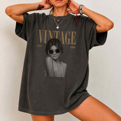 Personalized custom photo vintage aesthetic comfort tee with customizable established year high quality