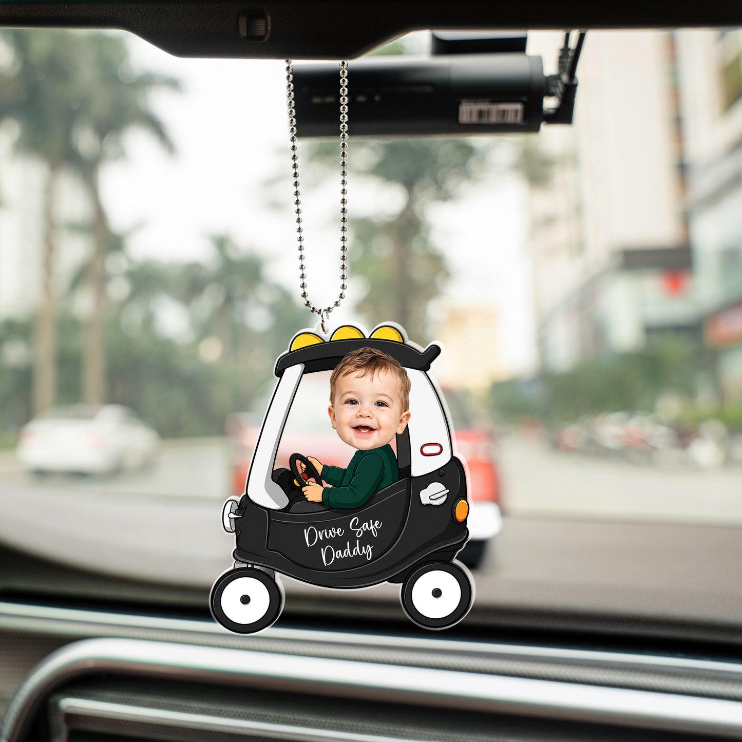 Personalized 1-4 Kids Photo Car Hanger, Drive Safe Daddy Car Ornament, Custom Baby Photo Acrylic Charm, Daddy Gift, Gift for Husband