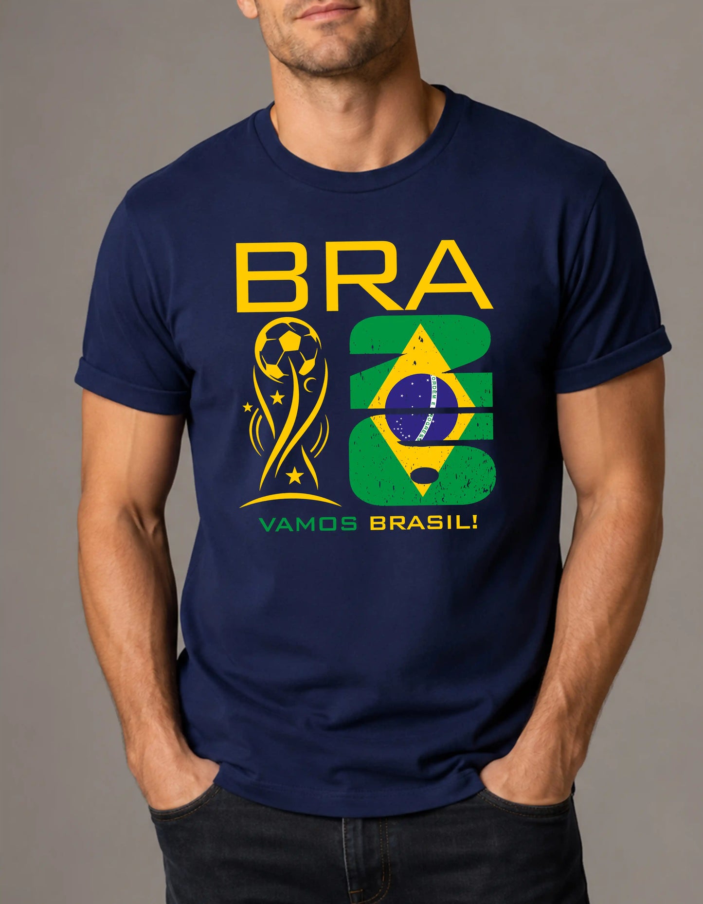 Brasil world cup 2026 custom text comfort colors football shirt for fans