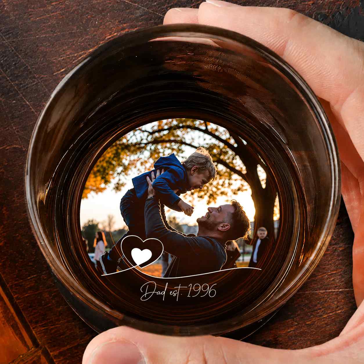 Custom photo dad est whiskey glass personalized portrait gift for grandpa and new dad