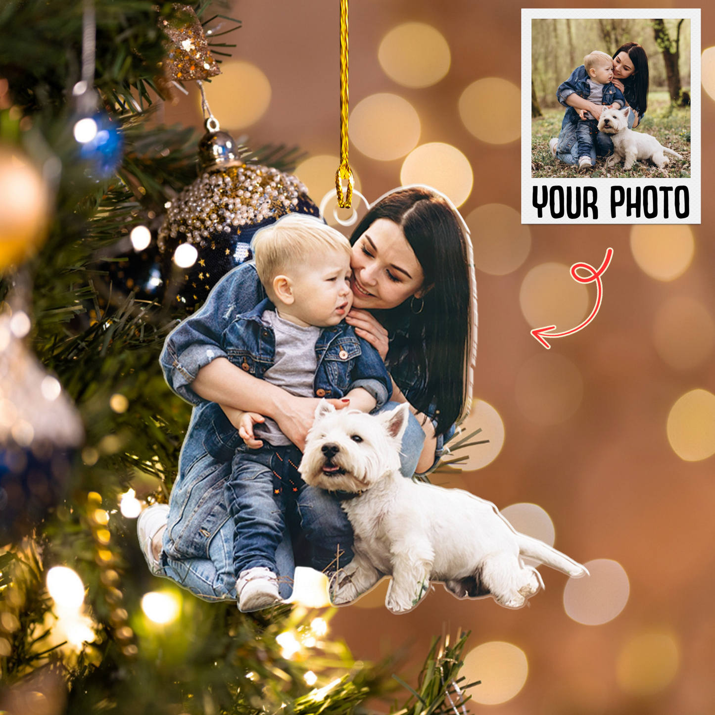Personalized Photo Christmas Ornament, 2 Sides Printed Custom Cutout Picture Ornament, Personalized Photo Keepsake, Christmas Tree Gift