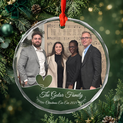 Personalized Family Photo Crystal Ornament, Custom Glass Christmas Ornament, Family Name Ornament, Christmas Keepsake, Family Gift 2026