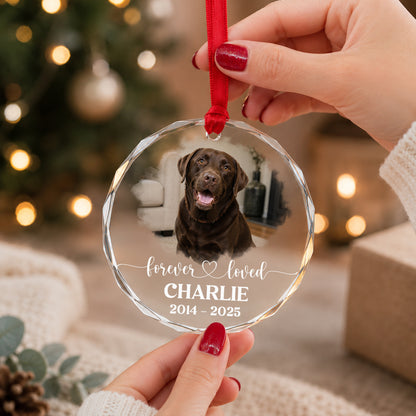 Personalized Pet Memorial Photo Ornament, Custom Dog Memorial Ornament, Pet Loss Sympathy Gift, Forever Loved Pet Keepsake, Christmas Gift