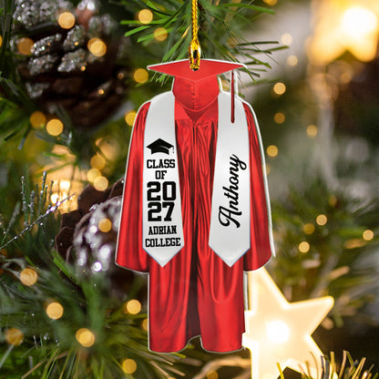 Personalized Graduation Gown Ornament, Custom Senior Year Acrylic Ornament, Class of 2027 Graduation Gift