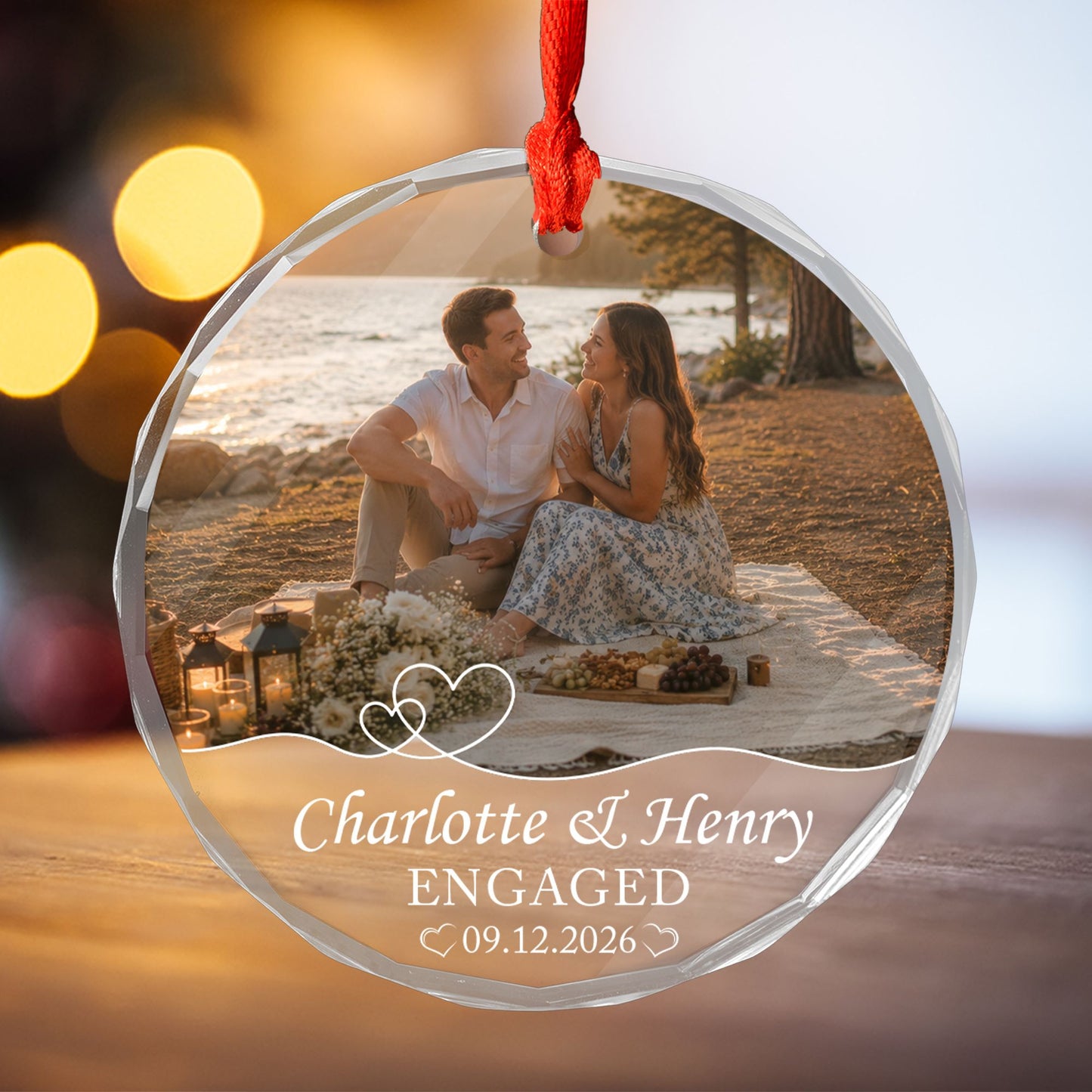 Personalized Engagement Photo Ornament, Custom Couple Picture Ornament, Engaged Christmas Keepsake, Proposal Gift for Couple, Future Mr & Mrs Gift