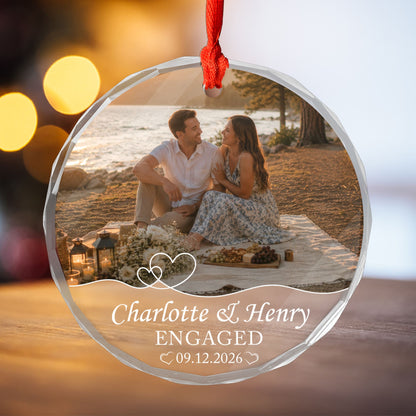 Personalized Engagement Photo Ornament, Custom Couple Picture Ornament, Engaged Christmas Keepsake, Proposal Gift for Couple, Future Mr & Mrs Gift