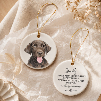 Personalized Pet Memorial Ornament, Custom Pet Portrait Ornament, 2 Sides Printed Dog Memorial Gift, Pet Loss Gift, Remembrance Keepsake