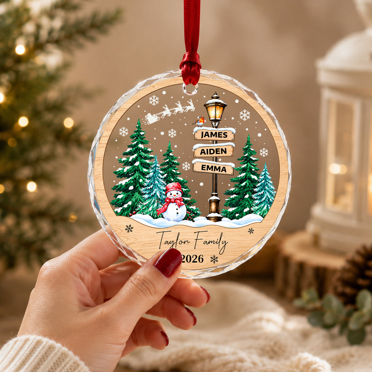 Personalized Family Names Christmas Ornament, Custom Family of Up to 10 Members & Pets, Family Christmas Tree Keepsake