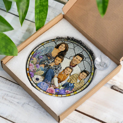 Stained Glass Custom Grandma Portrait Suncatcher, Personalized Window Hanging from Photo, Mother's Day Gift for Mom, Family Memory Art