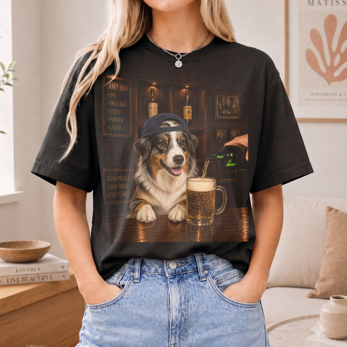 Custom Dog Beer Shirt, Personalized Pet Photo Bar T-Shirt, Funny Dog Drinking Beer Graphic Tee, Custom Pet Portrait Gift for Dog Mom Dad