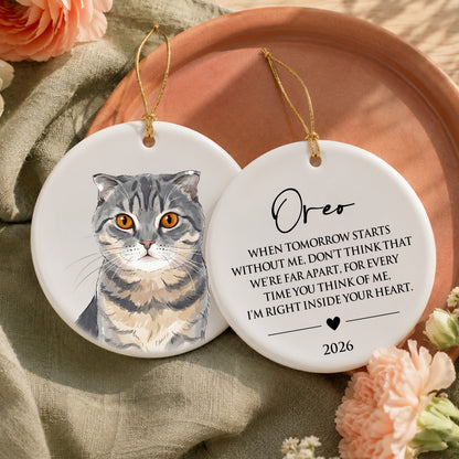 Personalized Pet Memorial Ornament, Custom Pet Portrait Ornament, 2 Sides Printed Dog Memorial Gift, Pet Loss Gift, Remembrance Keepsake