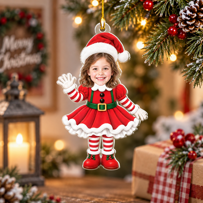 Personalized Photo Christmas Ornament, Custom Face Christmas Character Ornament, Santa Elf Snowman Gingerbread Xmas Tree Decor