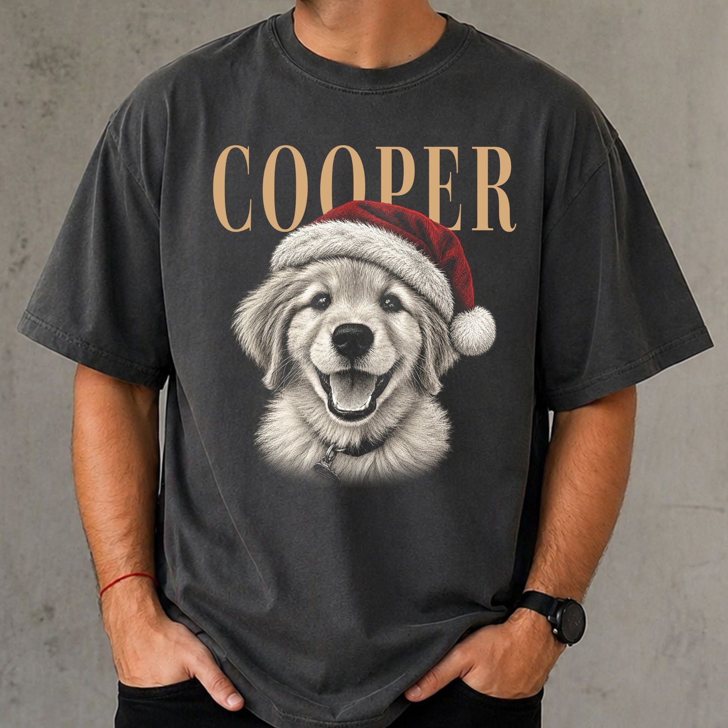 Custom Pet Photo Christmas Shirt, Personalized Pet Name & Portrait Comfort Tee, Vintage Dog Shirt, Dog Mom Christmas Gift, Pet Lover Gift