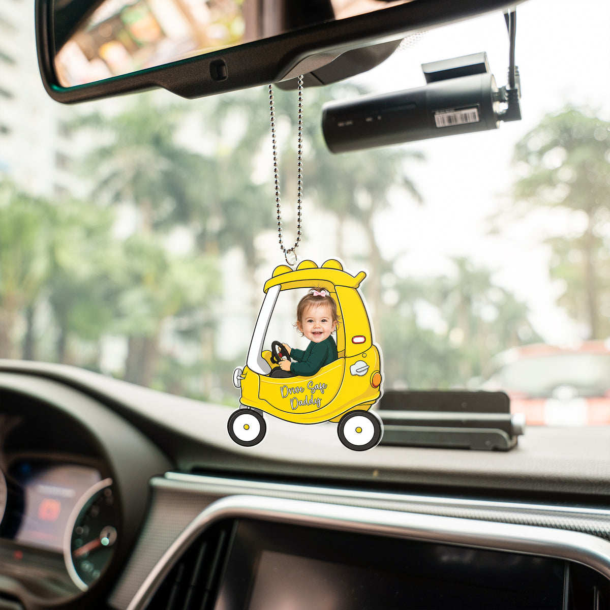 Personalized 1-4 Kids Photo Car Hanger, Drive Safe Daddy Car Ornament, Custom Baby Photo Acrylic Charm, Daddy Gift, Gift for Husband