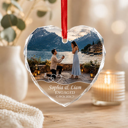 Personalized Engagement Photo Ornament, Custom Couple Picture Ornament, Engaged Christmas Keepsake, Proposal Gift for Couple, Future Mr & Mrs Gift