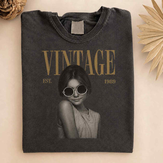 Personalized custom photo vintage aesthetic comfort tee with customizable established year high quality