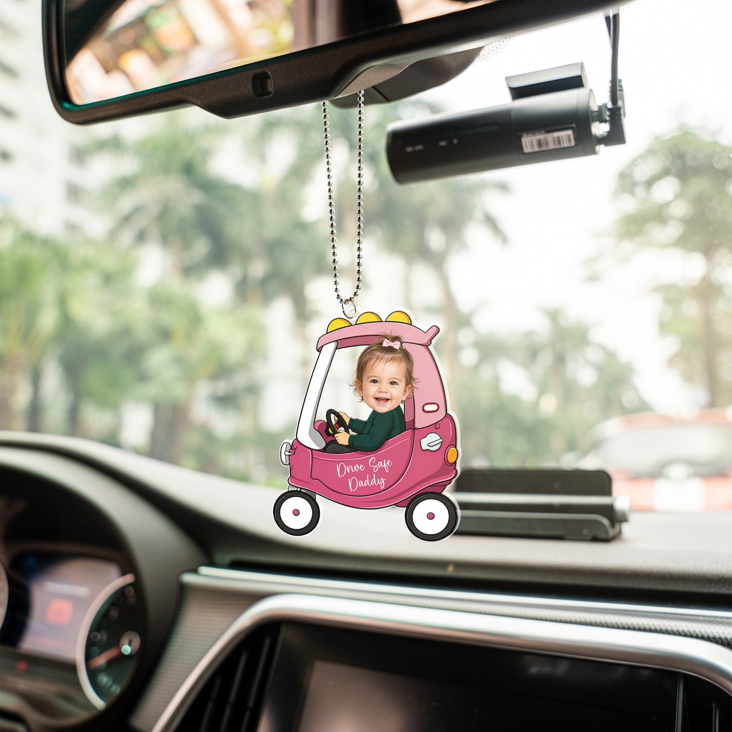 Personalized 1-4 Kids Photo Car Hanger, Drive Safe Daddy Car Ornament, Custom Baby Photo Acrylic Charm, Daddy Gift, Gift for Husband