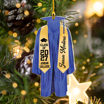 Personalized Graduation Gown Ornament, Custom Senior Year Acrylic Ornament, Class of 2027 Graduation Gift