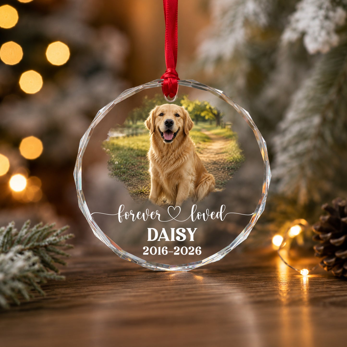 Personalized Pet Memorial Photo Ornament, Custom Dog Memorial Ornament, Pet Loss Sympathy Gift, Forever Loved Pet Keepsake, Christmas Gift